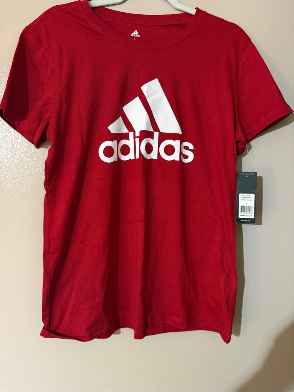 adidas Red Crewneck Short Sleeve Logo Tee